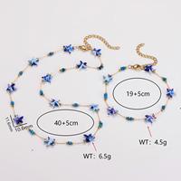 Ensemble de bijoux classique en acier inoxydable plaqué or 18 carats avec collier et bracelet ajustables, style océan et plage, pour femme