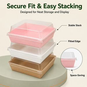 Scatole Rosa per Charcuterie con Coperchi Trasparenti, Scatole Piccole per Torte da 4,5 Pollici, Contenitori Quadrati in Carta per Dessert e Biscotti, per Fette di Torta - Product Image 5