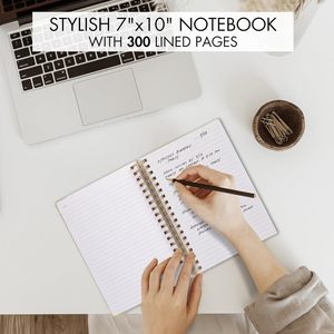ZICOTO Spiral Notebook B5 College Ruled 300 Pages Beige Linen Cover Journal For Women Gift <b>Note</b> <b>Book</b> - Product Image 3