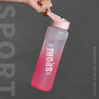 Bouteille d'eau en plastique Tritan sans BPA, écologique, 1L (32oz), avec paille, pour le sport et la motivation, idéale pour la gym et le camping en extérieur