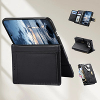 Étui portefeuille en cuir pour iPhone Duo Fold avec fentes pour cartes, ouverture gauche/droite, protection anti-chute, design uni