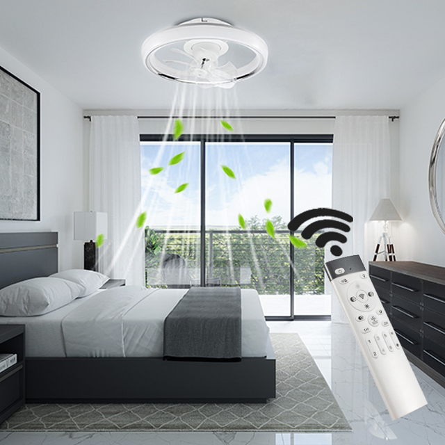 SD Multifunctional Ceiling Fan with Dimmable LED Light Built-in Bluetooth Speaker Timer Function Quiet Operation for Living Room
