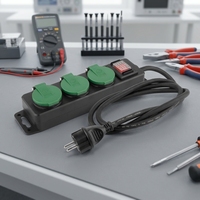 Multiprise robuste 5 ou 4 voies, personnalisable, étanche, avec prises EU, câble d'extension extérieur rétractable en caoutchouc