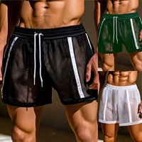 Shorts de sport d'été pour hommes à taille élastique, avec design ajouré, grande taille, en maille rayée