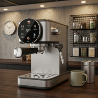 Promotion en gros : Machine à café professionnelle en acier inoxydable avec mousseur à lait personnalisé, 20 bars, réservoir d'eau de 1,5 L, pour café