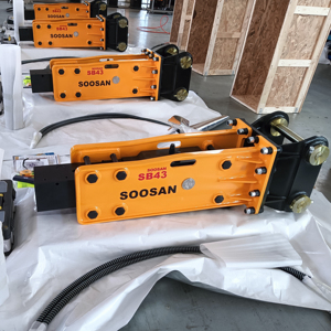 Martillo hidráulico SOOSAN SB43 tipo lápiz para demolición de rocas, para excavadoras o cargadoras de 6-9 toneladas, con certificación CE y garantía. - Product Image 1