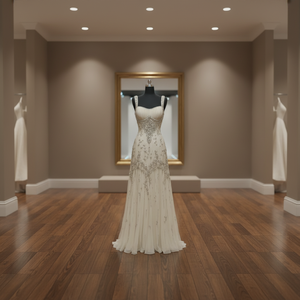 Robe de soirée en georgette de créateur avec de riches embellissements en pierres de cristal, robe élégante pour femmes pour mariage et réception - Product Image 1