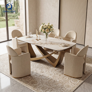 Tavolo da Pranzo di Grande Successo <span class=keywords><strong>con</strong></span> 8 <span class=keywords><strong>Sedie</strong></span>, Piano in Ceramica Effetto Marmo da 12mm, Set da Pranzo Estensibile Economico per Arredamento Moderno - Product Image 3
