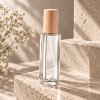 Flacon pulvérisateur de parfum en verre avec bouchon en bois, atomiseur portable rechargeable à brume fine, flacon vide pour échantillons 10ml 20ml 30ml