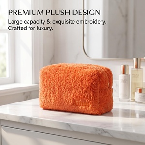 Luxury Touch Plush Cosmetic Bag Spacious Travel <b>Makeup</b> Bag For Daily <b>Vanity</b> And Outdoor Trip Cosmetic Bag - Product Image 2