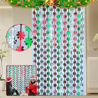 Guirlande de porte en forme de flocon de neige rouge, vert et argenté, en tinsel métallique, pour la décoration de porte pendant les fêtes de Noël