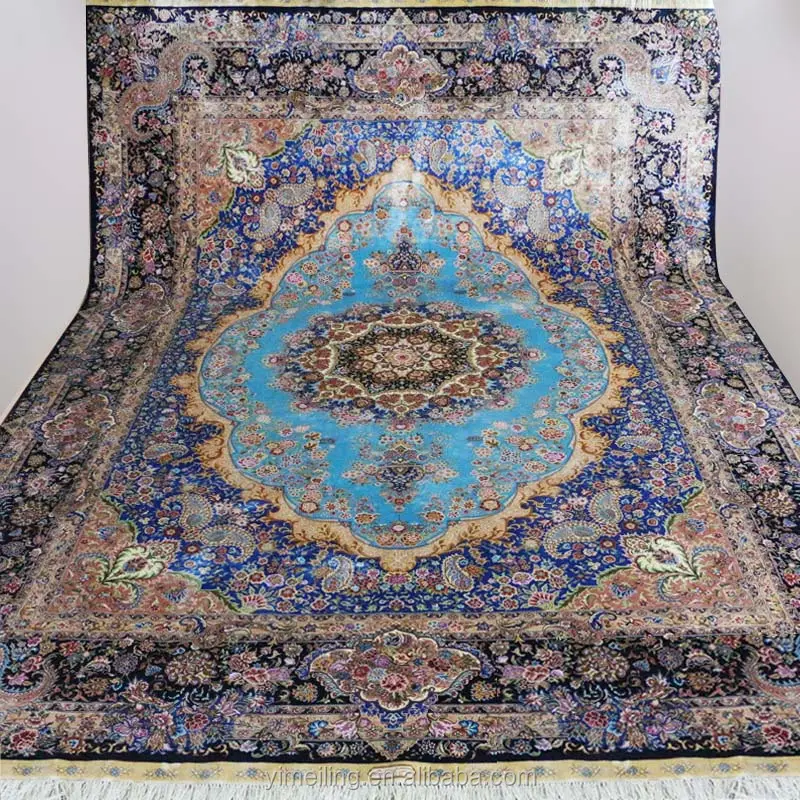 Синие персидские шелковые коврики большого размера, 8x11 дюймов, ручная работа, 8x12, роскошные универсальные коврики и коврики для немецкой гостиной