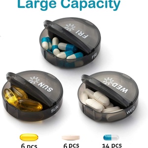 Wholesale Medibox New Convenient 14-Grid <b>Black</b> Leather PP Plastic Pill <b>Box</b> with Morning and Evening <b>Storage</b> Case <b>for</b> Medical Use - Product Image 4