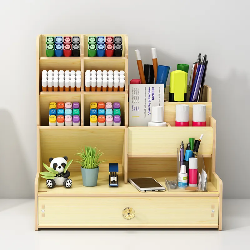 hot sale wooden tabletop stationery organizer