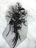 Applique florale 3D en dentelle brodée de perles et de sequins, motif pour robe de mariée