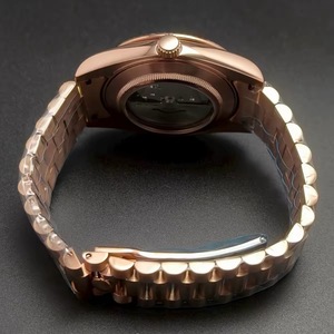 Montre automatique en acier inoxydable doré rose 41 mm, lunette cannelée, verre saphir, cadran vert, compatible mouvement 8285, MOQ 1 - Product Image 6