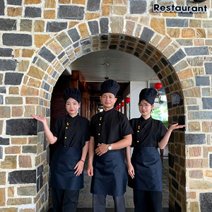 Factory Price Chef Uniform Short Sleeve White <b>Black</b> <b>Edge</b> Durable Easy Care Kitchen Staff Catering Bakery Apparel OEM ODM - Product Image 1
