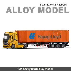 Modèles de voitures et camions miniatures 1:24 en alliage, avec son et lumière, camion porte-conteneurs à rétrofriction, tracteur, remorque, jouets en métal - Product Image 4