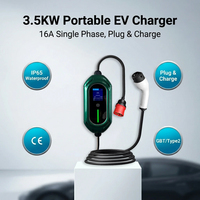 Chargeur EV portable monophasé 7KW 32A Type 2 GBT, boîte de charge mobile EVSE, station de charge pour utilisation en voyage, charge EV