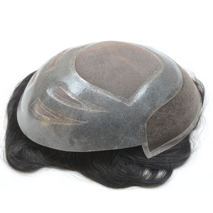 Postizo de Cabello Brasileño con Frente de Encaje de Alta Calidad, Tipo Remy, para Hombre, con Línea Frontal Natural - Product Image 5