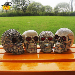 Resin Skull Halloween Decorations <b>Battery</b> <b>Operated</b> Light Up Outdoor Venue Setup Props - Product Image 2