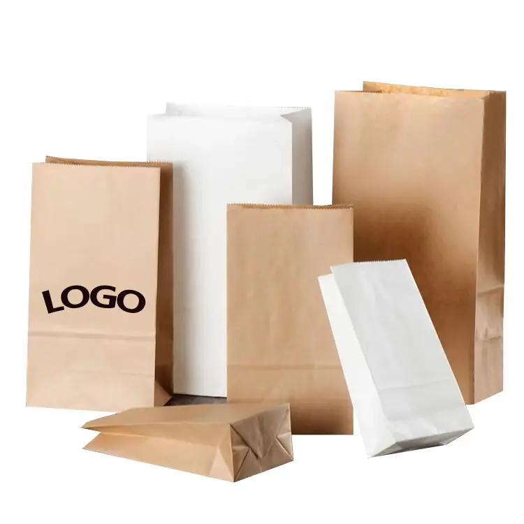 カスタム環境保護多目的四角い底クラフト紙収納バッグ生分解性食品包装用品