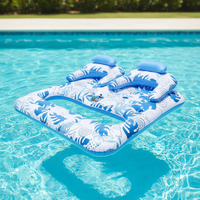 Nouveauté : Raft et chaise longue gonflables de luxe pour l'extérieur avec imprimé tropical, en PVC, avec oreillers et porte-gobelets
