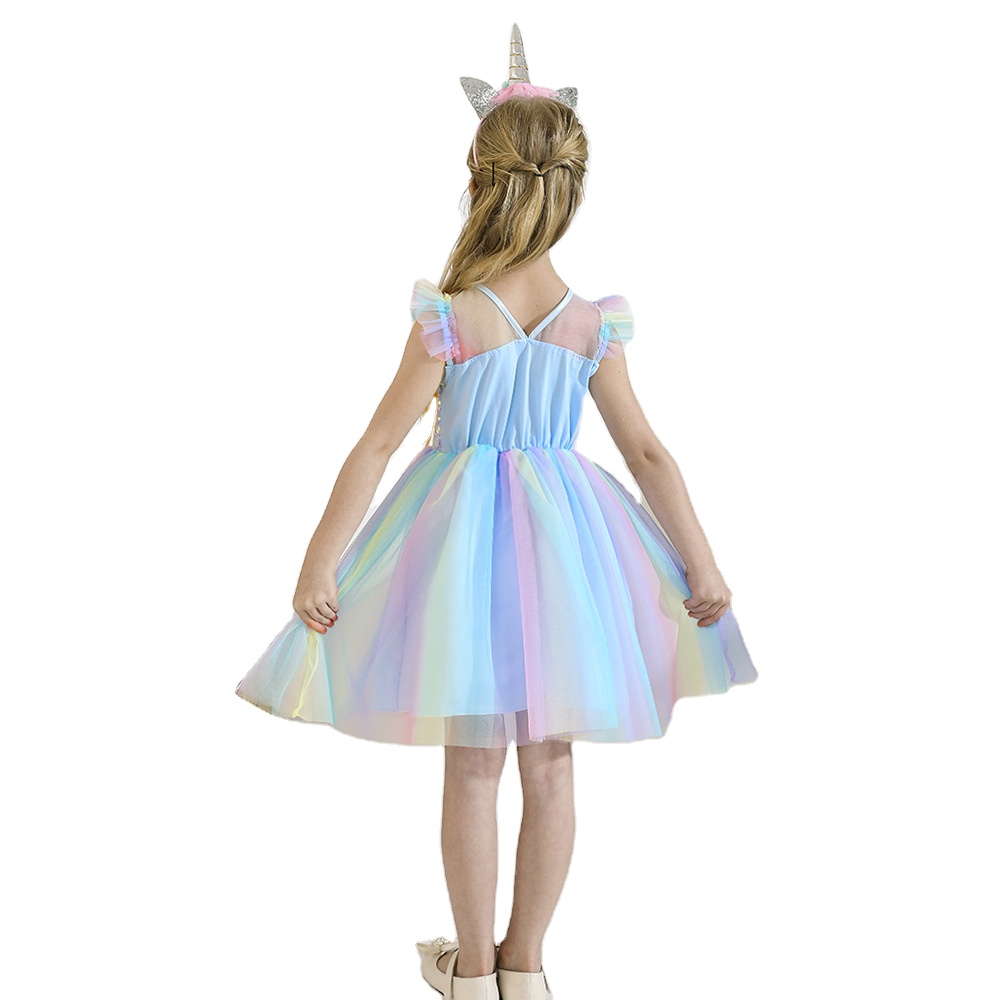 High Quality Girls Unicorn Costume Fairy Princess Dress For Kids Birthday Party Costume