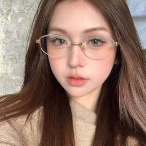 Lunettes de soleil ovales vintage en métal avec logo personnalisé 2025, UV400, demi-monture, style œil de chat, pour hommes et femmes - Product Image 4