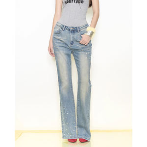 Pantalones Vaqueros Casuales Ajustados de Mezclilla con Lavado Desgastado Retro Personalizados, con Cintura Alta y Diseño Vintage - Product Image 3