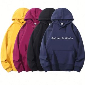 เสื้อฮู้ดดี้ผู้ชายแบบเรียบง่ายสำหรับครอบครัว ใส่เที่ยวกลางแจ้ง ไซส์ใหญ่ บุขนด้านใน สีดำ ยูนิเซ็กซ์ สั่งทำพิเศษ เนื้อผ้าหนา - Product Image 1
