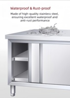 Commerciële roestvrijstalen schuifdeur werktafel met geïntegreerde laswerkplaats, gepolijste, heavy-duty opbergconsole, keukenwerkbank