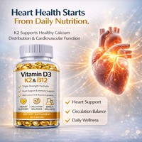 Capsules de vitamine D3 K2 B12 en gélule molle, soutien osseux, cardiaque et immunitaire, complément alimentaire, étiquette privée OEM ODM