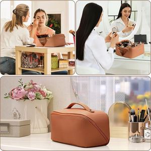 Cj419 Custom Pu <b>Leather</b> Pouch Skincare Storage Waterproof Travel Toiletry Bag Makeup Organizer Cosmetic Bags - Product Image 5
