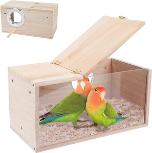 Jaulas de pájaros verticales de madera Natural, casa de pájaros de lujo con patrón sólido para cría de pájaros perlados, cajas de anidación de hierro para loros bebés - Product Image 1