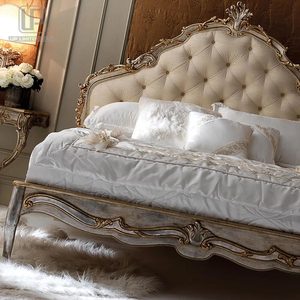Italian Silver Leaf Upholstered French <b>Bed</b> Wooden <b>Bed</b> 100% Hand Antique French <b>Bed</b> With Headboard - Product Image 5
