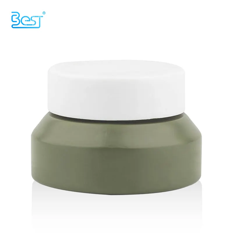 matte green glass jar with lid 15ml 30ml 50ml 100ml wholesale glass jars with white lids manufacturer for skincare packing