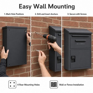 Buzón de Pared para Casas en el Reino Unido, Buzón Exterior con Cerradura y Compartimento para Paquetes - Product Image 6