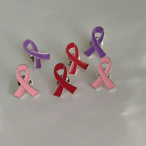 Pin de Solapa Metálico con Cinta para Concientización sobre VIH/SIDA y Cáncer de Mama - Product Image 1