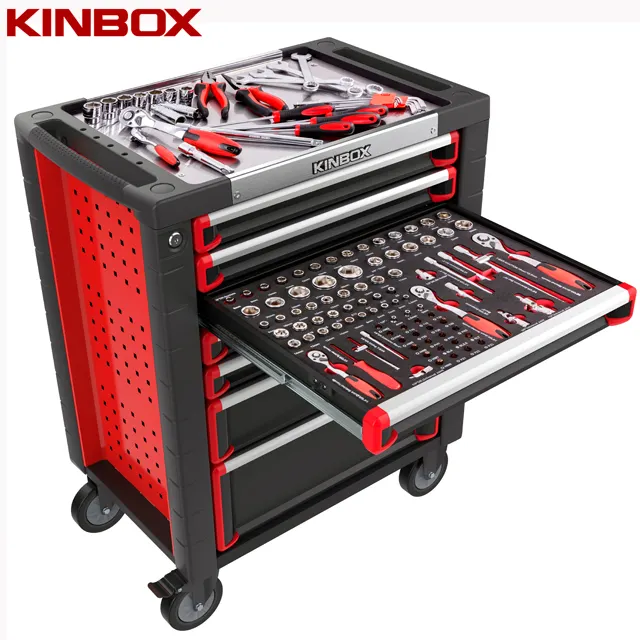 Kinbox Workbench Tool Chest/Cart/Trolley Garage Tool Cabinet Set Tool Box with Hand Tools Workshop Garage Storage