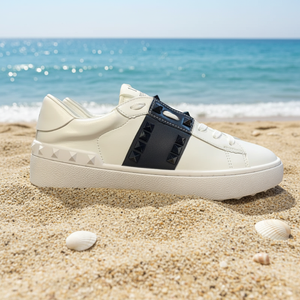 Sneakers in Vera Pelle alla Moda, Unisex, Alta Qualità, Colori Assortiti, <span class=keywords><strong>Scarpe</strong></span> Eleganti per Uso Casual, <span class=keywords><strong>con</strong></span> Borchie, Design Personalizzato, Sneakers Bianche - Product Image 1