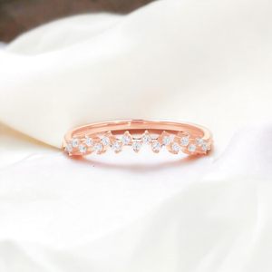 Keeva Jewels 10K 0.12Ct โรสโกลด์ขนาด10K สายรัดซิกแซกเพชรแบบซ้อนกันได้ (สี F-G เทียบกับความคมชัด) - Product Image 4