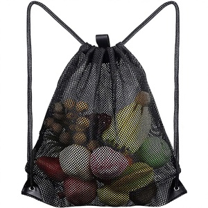 Bolsa de Almacenamiento Portátil de Moda, Grande, Negra, de Malla de Nailon con Cordón, para Toallas de Camping, para Todas las Estaciones - Product Image 4