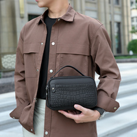 Pochette d'affaires pour homme, sacs à poignet tendance, sac à main de haute qualité avec motif peau d'alligator, bracelet amovible, imperméable en PU