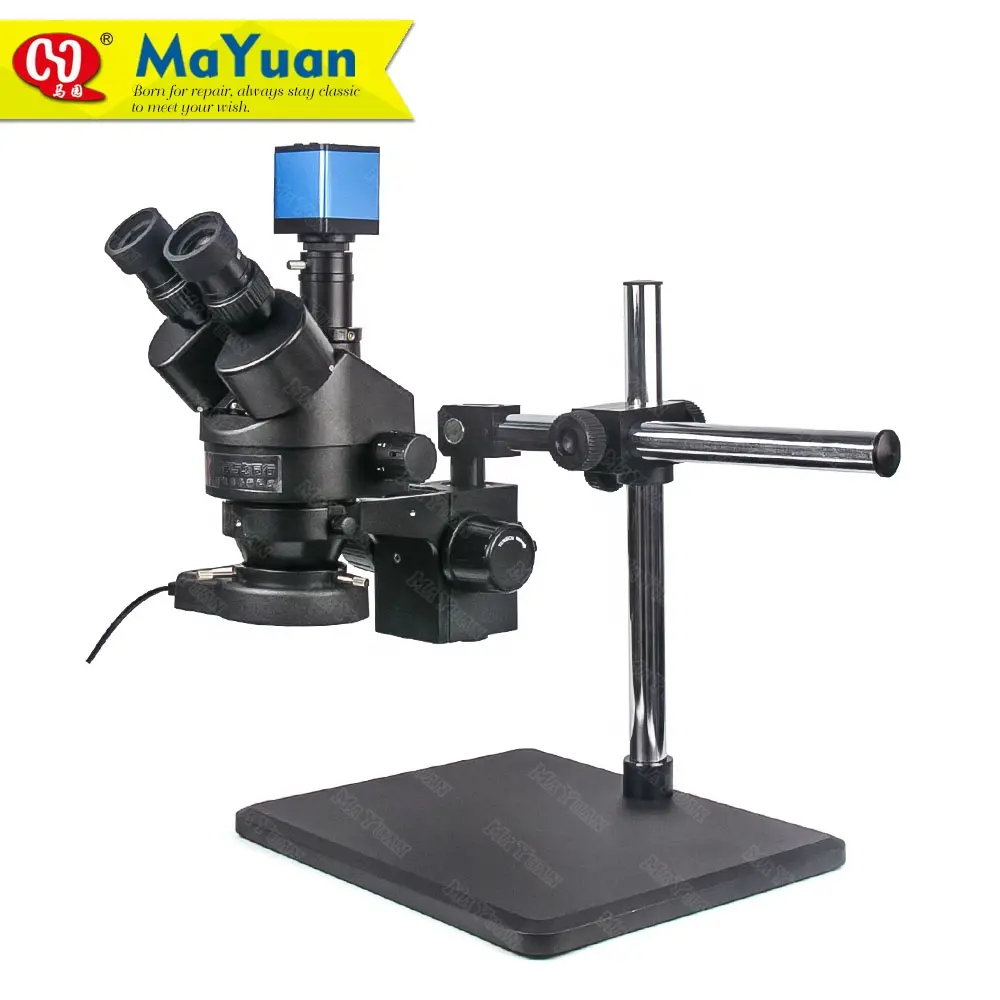 Single Arm Stand Trinocular Microscope with HD Digital Camera for PCB Repair