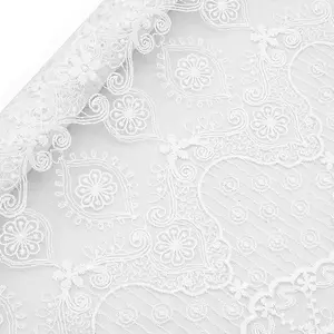 Tissu africain de fabrication de vêtement doux et respirant, dentelle en maille Jacquard suisse blanche, vente en gros