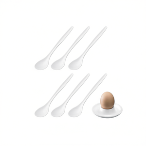 ช้อนตักไข่ 6 ชิ้น ชุดที่วางไข่เซรามิกสีขาว สำหรับชุดอาหารเช้า - Product Image 2