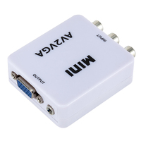 Konverter Mini AV2VGA 1080P RCA ke VGA Adaptor Upscaler untuk Konsol Game Retro PS2 Pemutar DVD Monitor