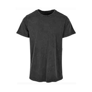 Camiseta Oversize Negra con Lavado Ácido de Algodón Pesado de Manga Corta para Hombre, con Contraste de Color Dramático y Estilo Urbano Desgastado Esencial - Product Image 1
