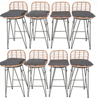 Tabouret de bar moderne en rotin sur mesure avec coussin amovible, chaise haute pour extérieur, hôtel, bar, bistrot, maison, cuisine